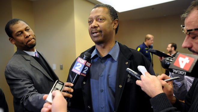 Michigan running backs coach Fred Jackson talks to reporters Feb. 6 in Ann Arbor.