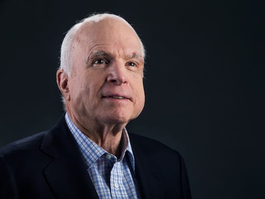 Sen. John McCain poses at the Republic Media building