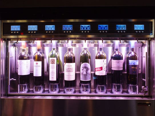 The wine dispensing system at Sorso Wine Room.