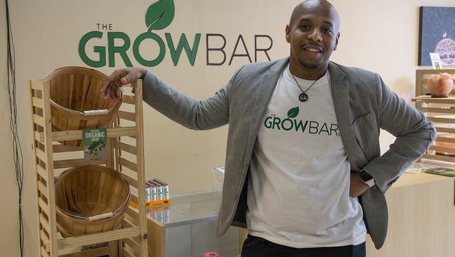 Dominic Herron at his store, Growbar, on Ford Road in Westland.