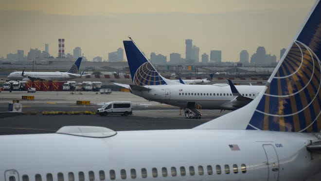 United Airlines planes at Newark Liberty International Airport in December. United is one of the airlines that have not agreed to talks with the service workers.