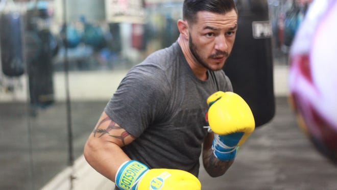 Cub Swanson during a training session at Indio Boys and Girls Club on June 29, 2016. He will fight Tatsuya Kawajiri in August.