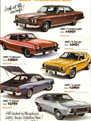 The AMC Ambassador was the top line luxury '74 AMC available in full size form. It came standard with a 304-V8 engine although 360 and a 401 V8s were also available. Shown here is the complete AMC line for 1974.