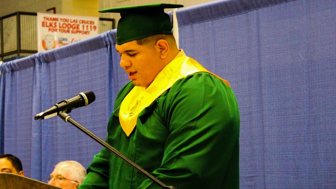 David Chaparro, who graduated from Mayfield High School, was one of three graduating seniors who spoke at the 2018 Las Cruces Public Schools summer commencement ceremony.