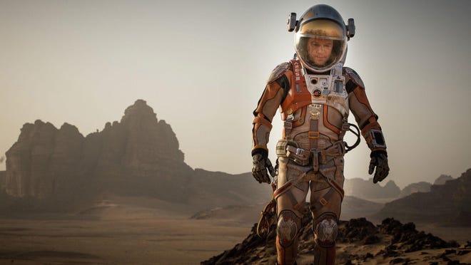 Matt Damon is an astronaut who gets stranded on the Red Planet in “The Martian.”