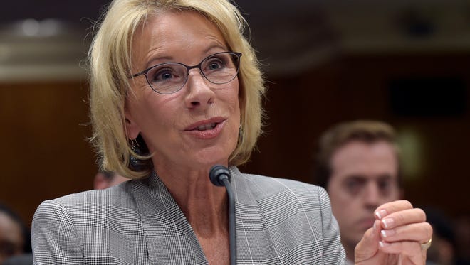 Education Secretary Betsy DeVos in June testifies on Capitol Hill before the Senate Appropriations Committee, Labor, Health and Human Services, Education, and Related Agencies Subcommittee hearing on the fiscal year 2018 budget.