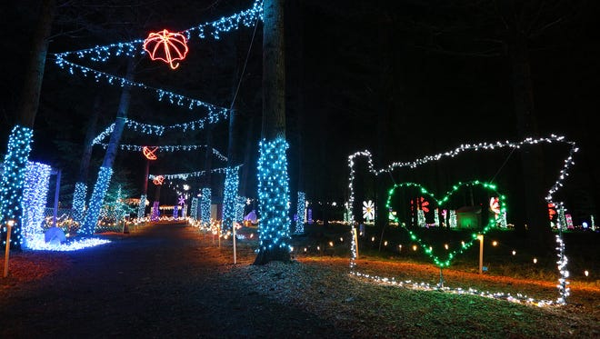 Christmas lights light up the Oregon Garden during Christmas in the Garden, Friday, November 20, 2015, in Silverton, Ore.