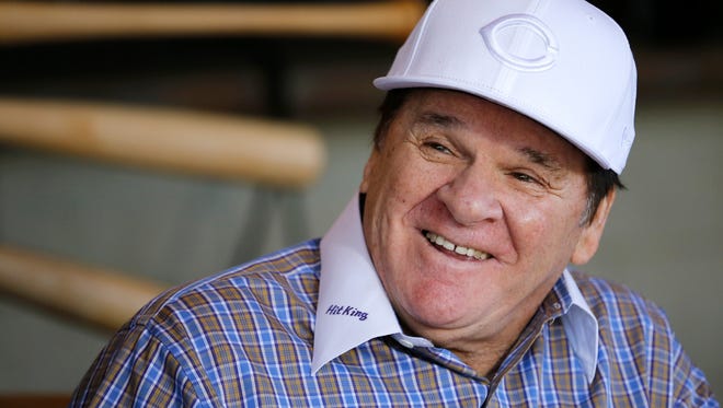 Former Cincinnati Red and MLB all-time hit leader Pete Rose laughs as he answers questions during a press conference at the Pete Rose Sports Bar and Grill in Las Vegas on Tuesday, Dec. 15, 2015. Rose and his attorneys held a press conference from the Las Vegas Strip, where Rose currently lives, to discuss the decision from Major League Baseball to deny his request for reinstatement on Dec. 14. 