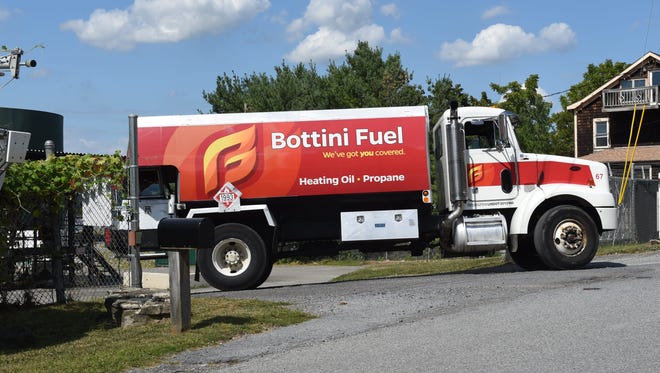 A Bottini Fuel truck leaves the company's oil terminal in New Hamburg on Sept. 13, 2016.