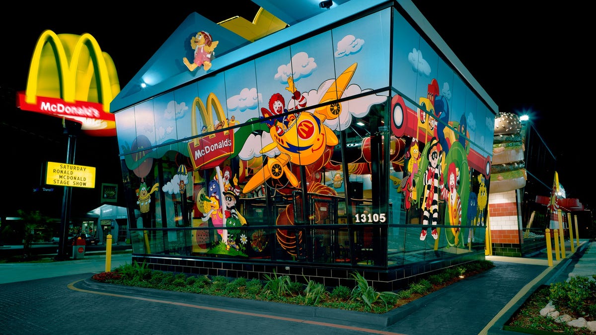 A McDonald's location at night.