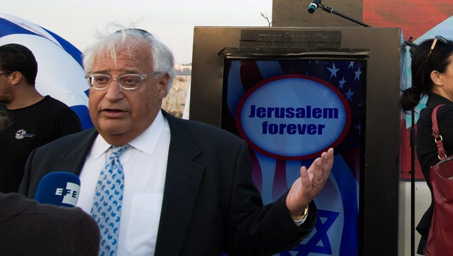 Trump's Israel advisor David Friedman talks to the media during an election campaign event called 'Jerusalem forever' in Mount Zion, the Old city of Jerusalem, Israel, Oct. 26 2016.