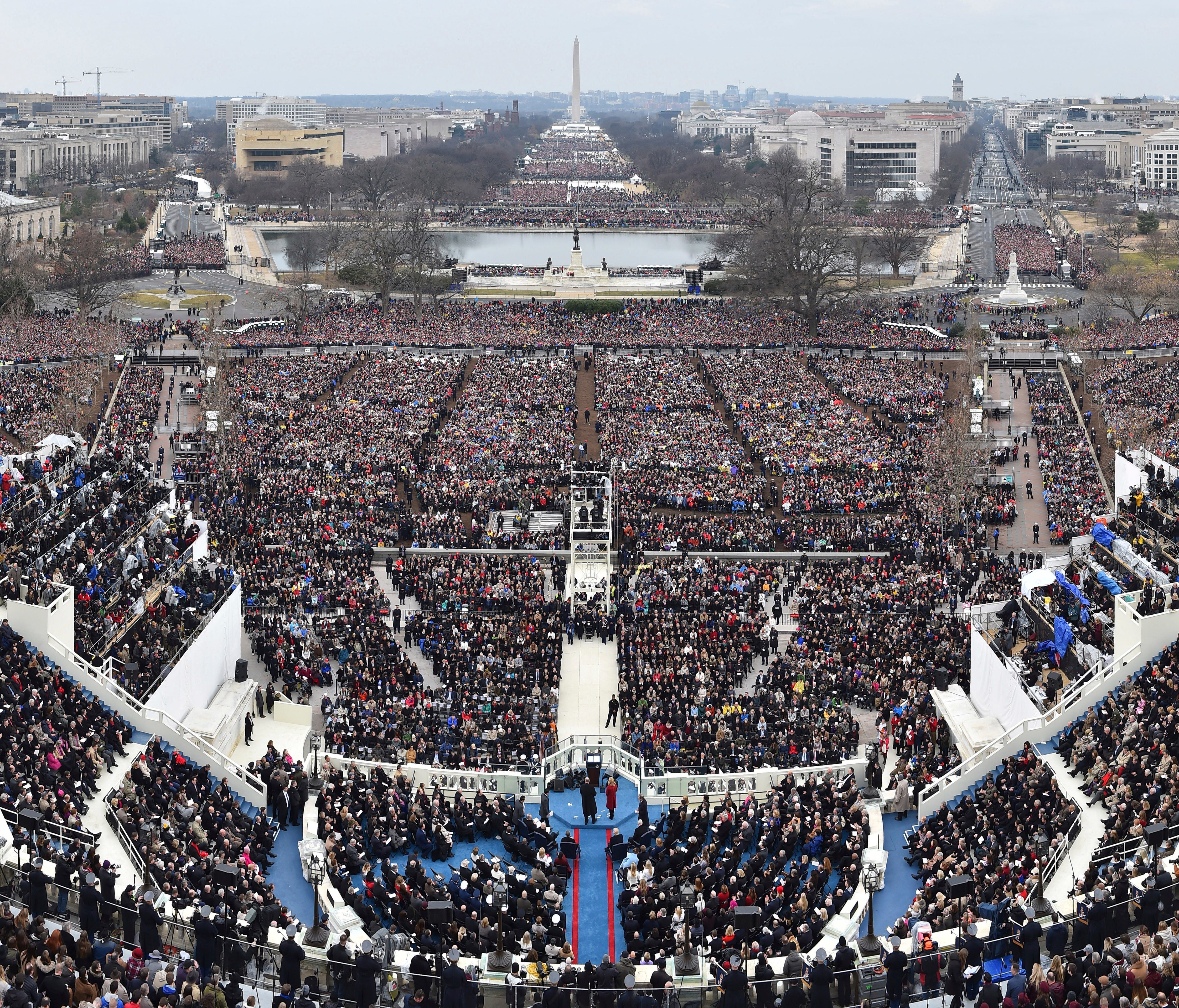 A panoramic view of President Trump's inauguration on Jan 20, 2017 at the U.S. Capitol in Washington, D.C.