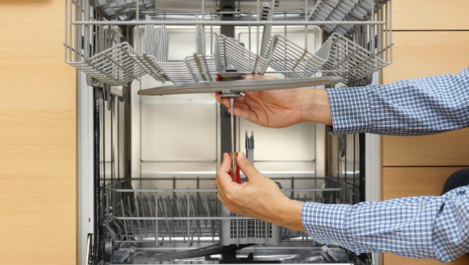 handyman repairing a dishwasher