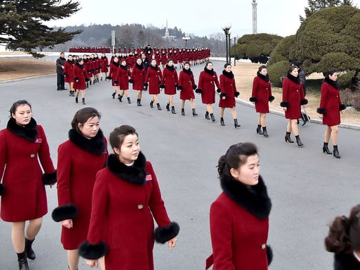The North Korean delegation of athletes, supporters