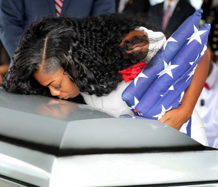Myeshia Johnson, widow of Army Sgt. La David Johnson, during his funeral in Hollywood, Fla., on Oct. 21, 2017.