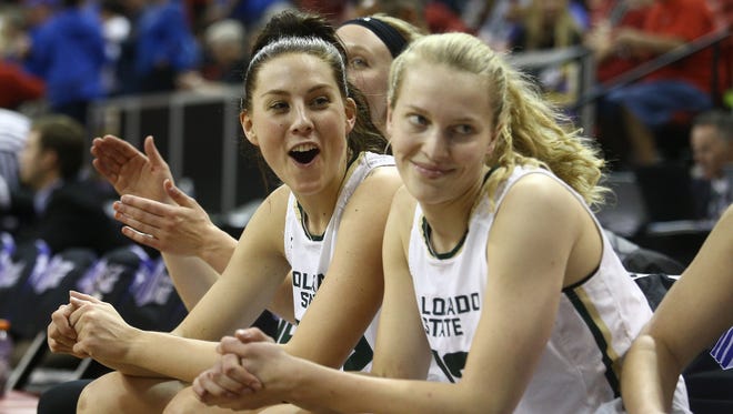 CSU women's basketball players Elin Gustavsson, left, and Ellen Nystrom react to a play during the Rams' Mountain West tournament semifinal loss against Boise State on Wednesday. The duo is arguably the greatest in program history.