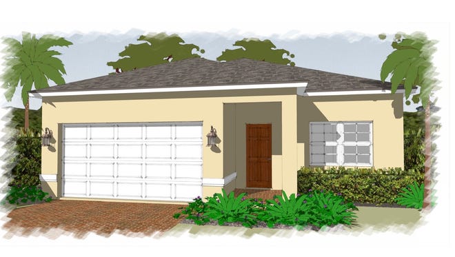 An artist’s conception of the Fantasia, a four-bedroom design available at Arrowhead Reserve, off Lake Trafford Road in Immokalee.