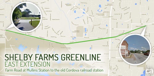 new shelby farms greenline segment opens connecting cordova with binghamton - Greenline Extension Map