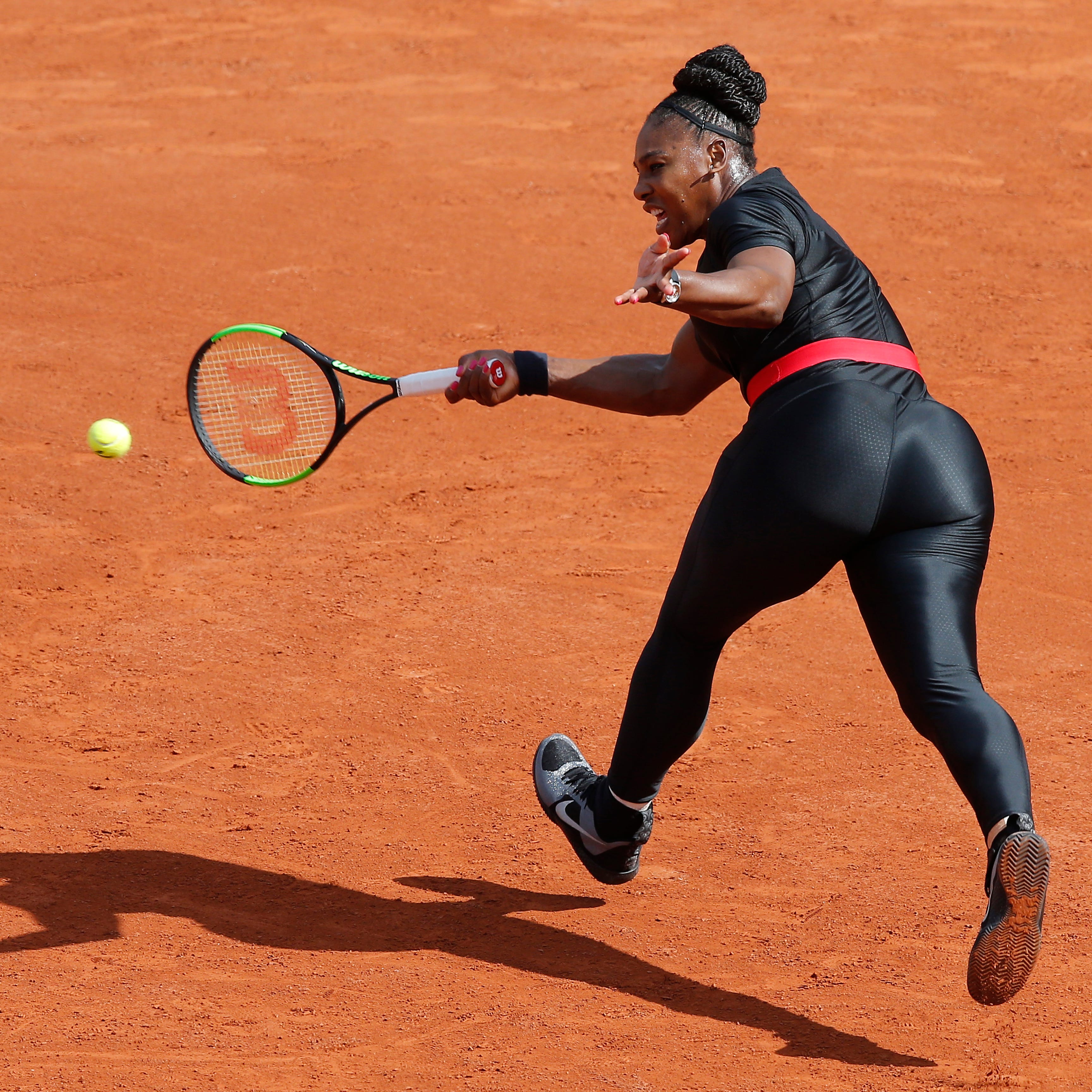 In this May 29, 2018 file photo, Serena Williams of the U.S. returns a shot against Krystyna Pliskova of the Czech Republic during their first round match of the French Open tennis tournament at the Roland Garros stadium in Paris. Serena Williams wil