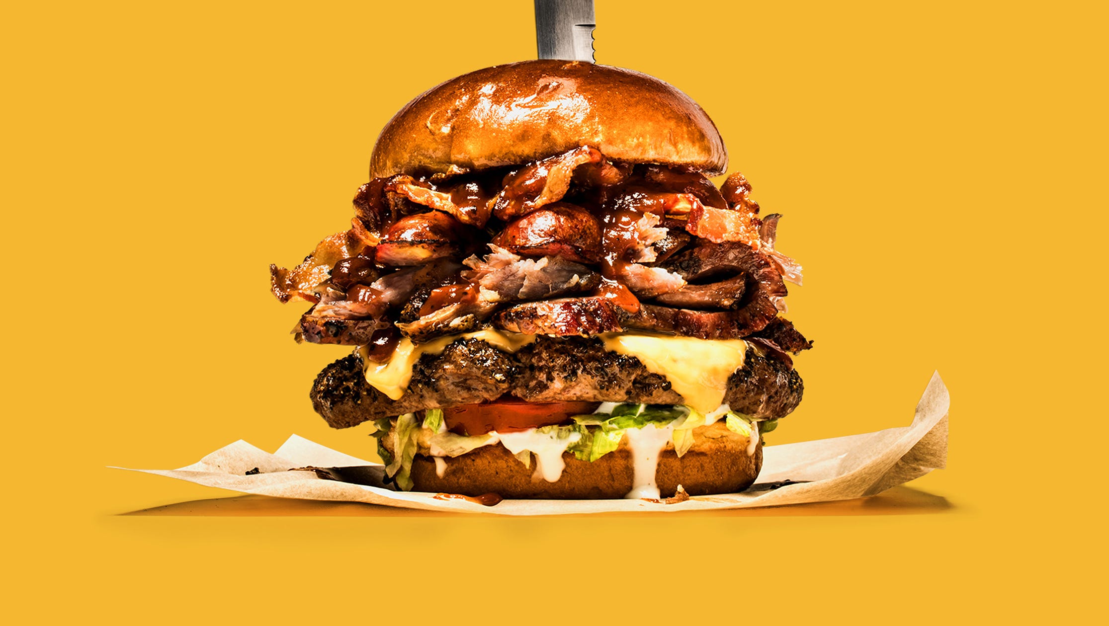 Chili's 1,650 calories, half foot tall Boss Burger is a massive meat