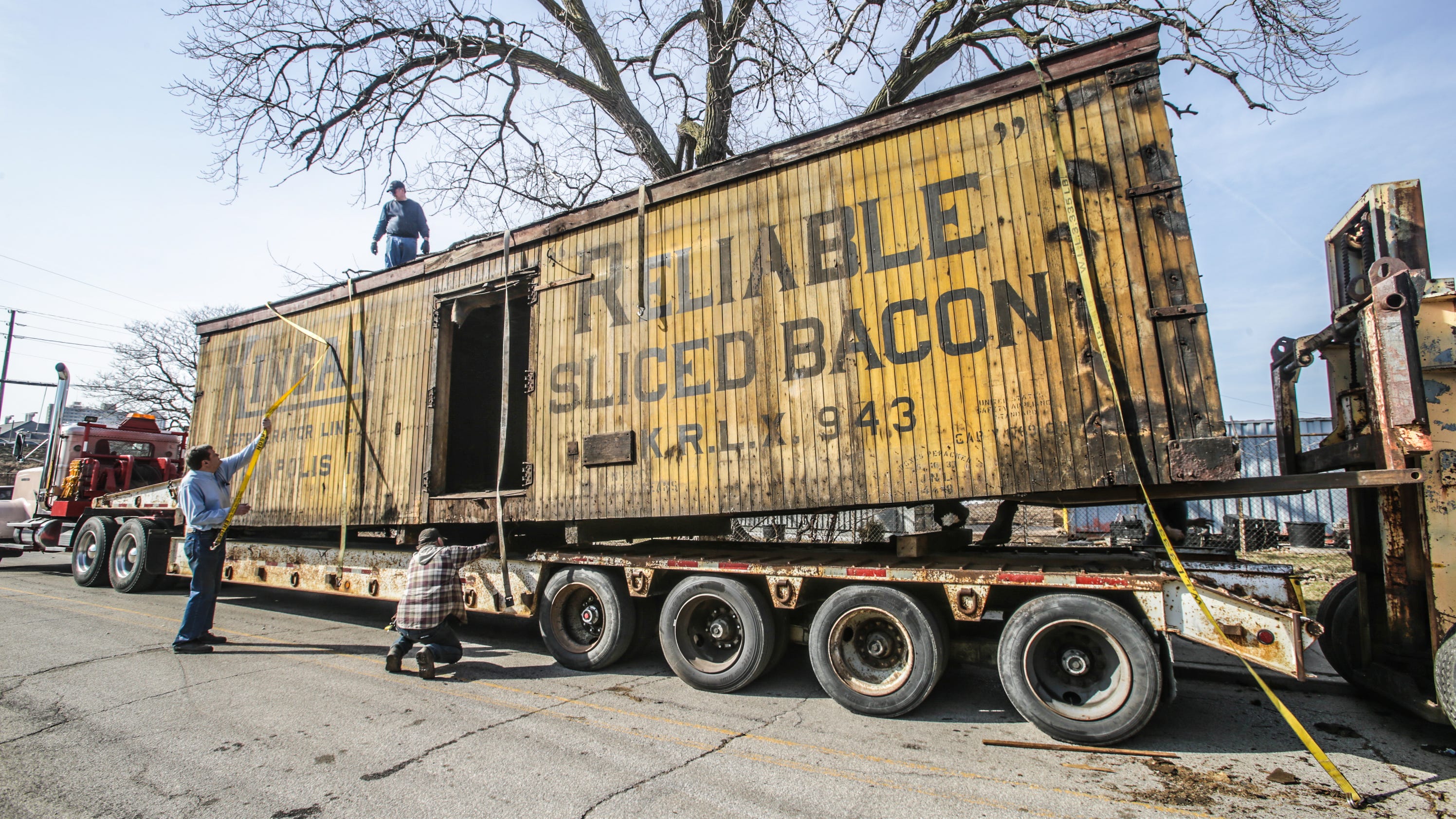 'Reliable Sliced Bacon' train car on track for restoration