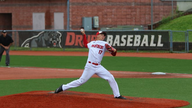 Drury's Ryan Colombo delivers a pitch during a game this season in Ozark.