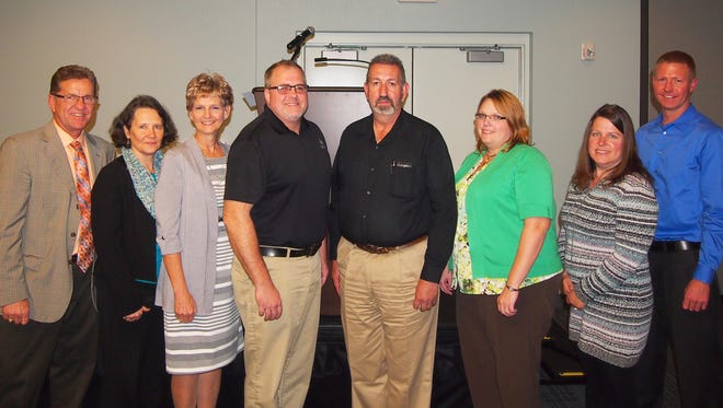 2015 Agri-Business Council Committee chairs were also celebrated. Pictured from left: Mike Immel, Ag Ambassador; JoAnn Maedke, Food Stand; Carrie Pierquet, History; Jeff Montsma, Golf; Brian Orvis, Breakfast on the Farm; Rebecca Zivkovich, Membership; Laura Franke, Breakfast on the Farm; Erik O’Brien, Showcase. Not pictured: Brett Zickert, Golf.