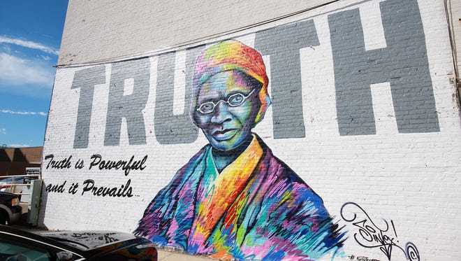 The Sojourner Truth piece was the first wall mural to go up for Color the Creek.