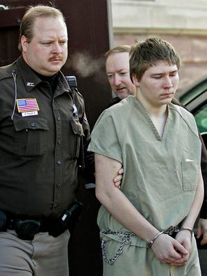 In this March 3, 2006, file photo, Brendan Dassey, is escorted out of a Manitowoc County Circuit courtroom in Manitowoc, Wis. A federal magistrate judge had ruled in August that investigators coerced Brendan Dassey, who was 16 years old at the time and suffered from cognitive problems, into confessing. He was sentenced to life in prison in 2007 in the slaying of photographer Teresa Halbach. He had told detectives he helped his uncle, Steven Avery, rape and kill Halbach at the Avery family salvage yard in Manitowoc County. Dassey's release appeared imminent until the 7th U.S. Circuit Court of Appeals in Chicago stepped in at the last minute and decided to keep Dassey behind bars while state attorneys appealed a decision which overturned his conviction.