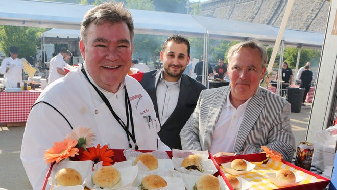 A Pork Belly slider presented by Chef Peter X. Kelly, General Manager Steven Gizzi from Restaurant X and Ned Kelly was one of the burgers at the Burger and Beer Blast, part of Westchester Magazine's Wine & Food Festival, held at Kensico Dam Plaza in Valhalla, June 4, 2015. 