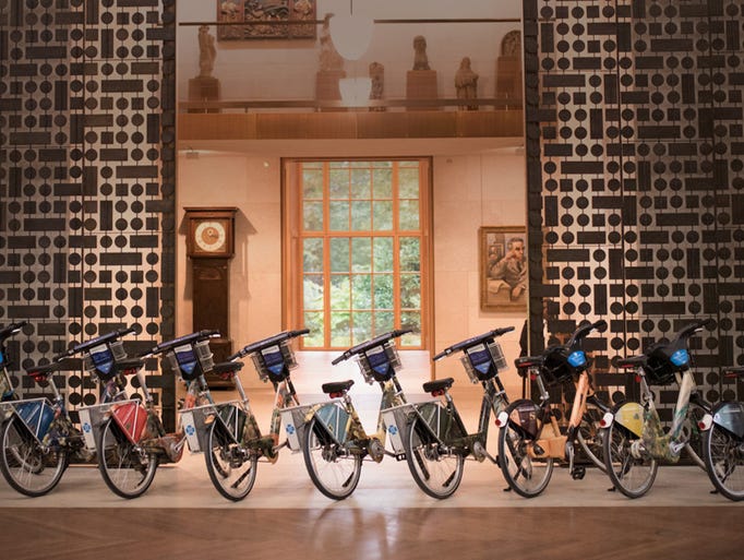 Indego Bike wrapped in images from the Barnes collection.