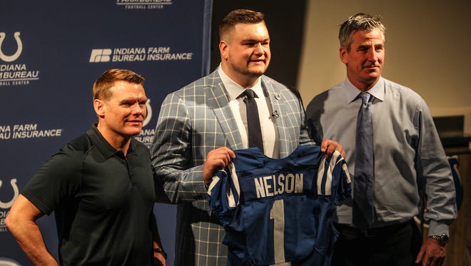 Indianapolis Colts first round draft pick Quenton Nelson meets with the media April 27.2018
