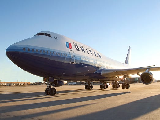 A United Airlines Boeing 747-400 in an undated handout