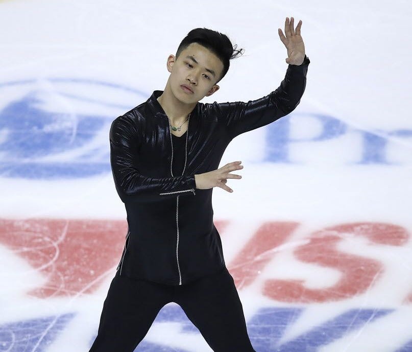 Jimmy Ma performs during the men's short program at the U.S. Figure Skating Championships.