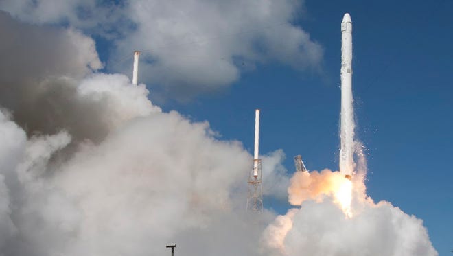 The SpaceX Falcon 9 rocket lifts off from Space Launch Complex 40 at the Cape Canaveral Air Force Station in Cape Canaveral, Fla., June 28, 2015. The rocket carrying supplies to the International Space Station broke apart shortly after liftoff.