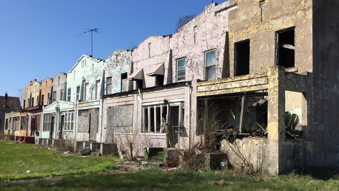 A block of abandoned homes on the northside of Gary, Indiana.