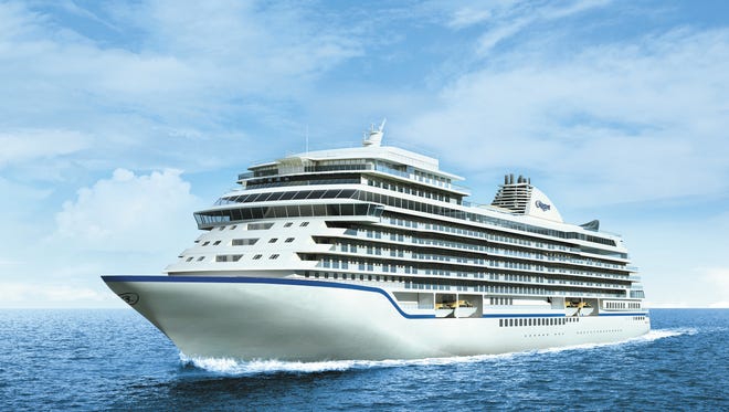 An artist's drawing of a new luxury ship that Regent Seven Seas Cruises plans to debut in 2020.