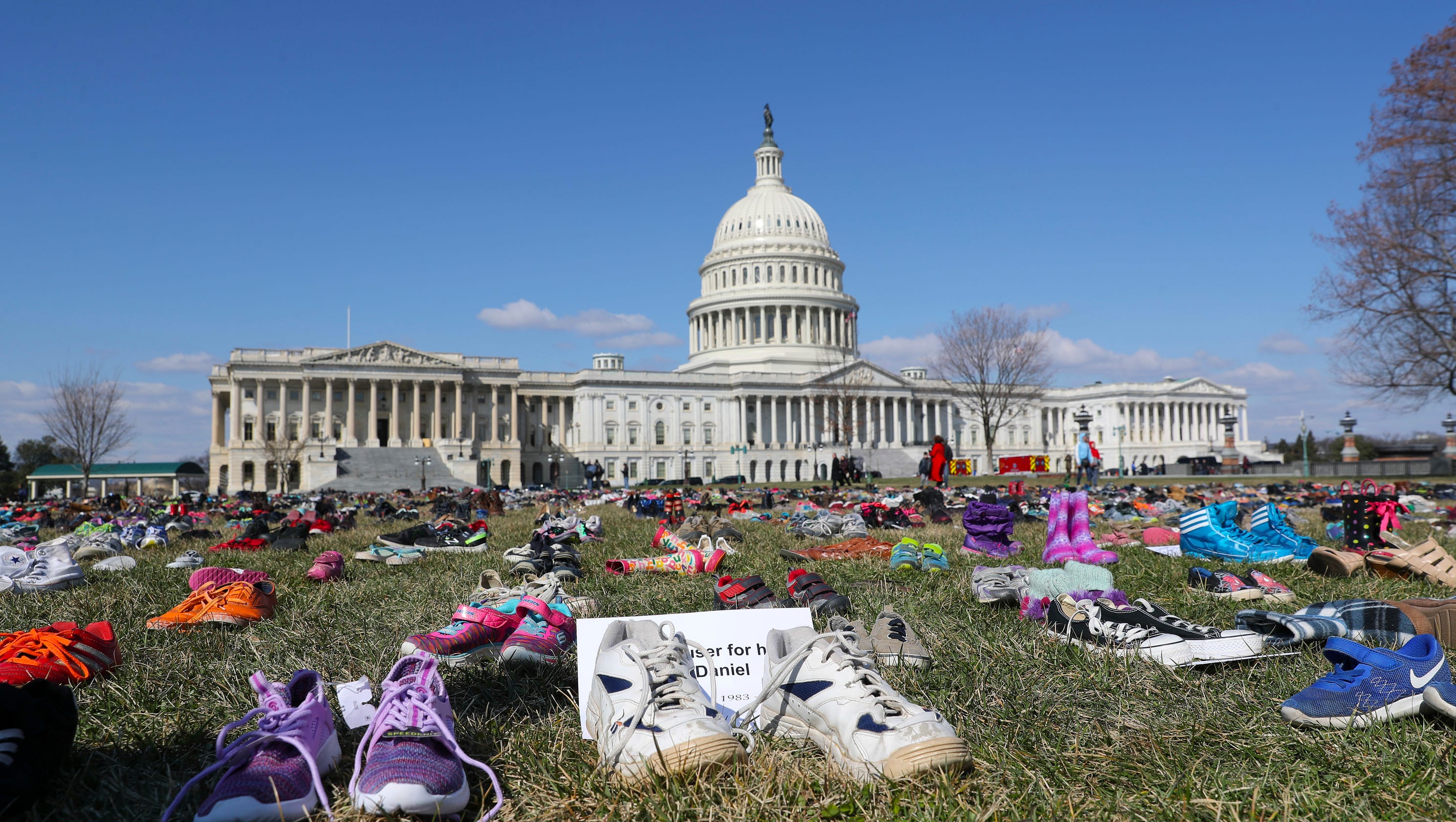 7,000 pairs of shoes were outside U.S. Capitol to represent children killed by guns