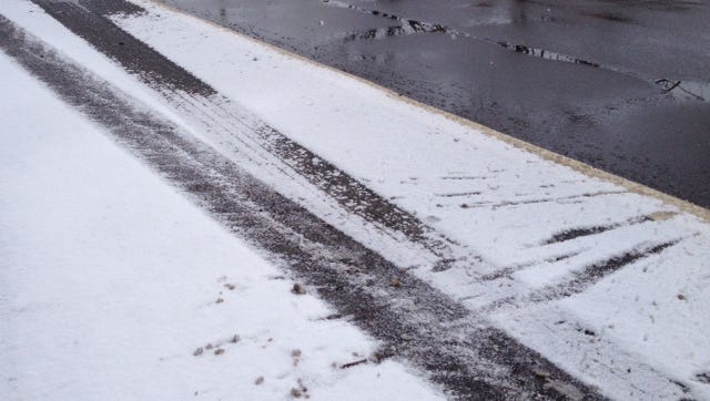 Roads might look like this (or worse) on Monday thanks to the return of snow, the National Weather Service warns.