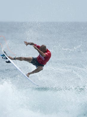 Kelly Slater of Cocoa Beach placed third in Heat 7 of Round One of the Quiksilver Pro Gold Coast, Australia.