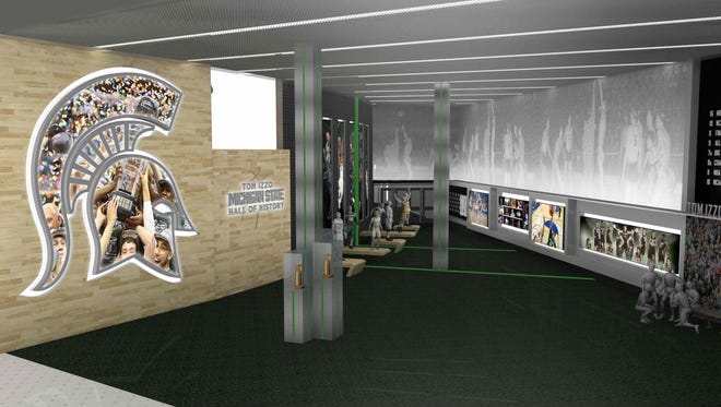 An artist's rendering of the Tom Izzo Hall of History, which is a planned part of the Breslin Center renovations that are expected to be completed in the fall of 2017.