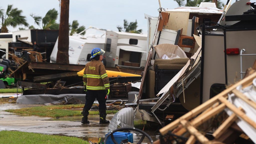 Damage in Port Aransas, Texas, following Hurricane Harvey, Aug. 26, 2017.
