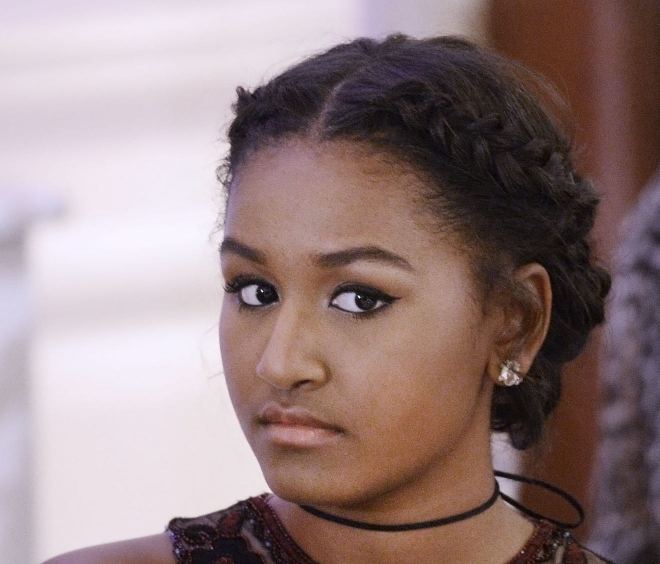 Sasha Obama attends a State Dinner at the White House on March 10, 2016.