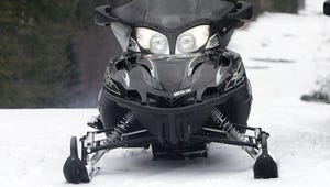 A snowmobile belongning to the U.S. Border Patrol at the Vermont-Canada border.