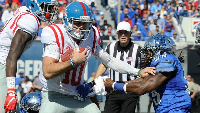 Ole Miss needs quarterback Chad Kelly (10) to continue his early success against Texas A&M's strong secondary on Saturday.