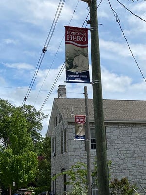 The first Hometown Hero banners honoring Greencastle-Antrim community members who have served in the armed forces were put up in May. Orders for additional banners can be placed through June 15. SHAWN HARDY/ECHO PILOT
