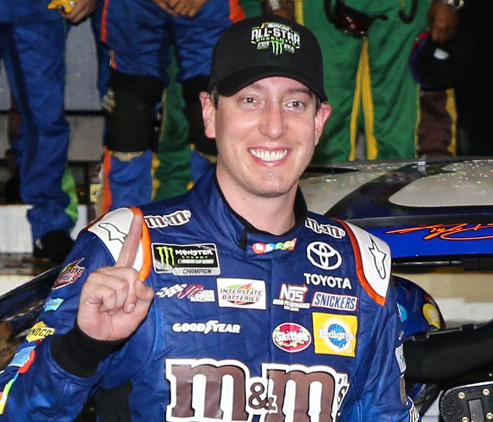 Kyle Busch celebrates his first All-Star race win.