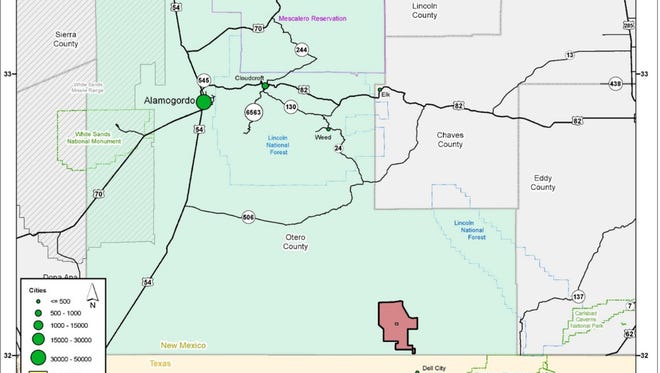 The site is located around 20 miles north of Dell City, Texas.