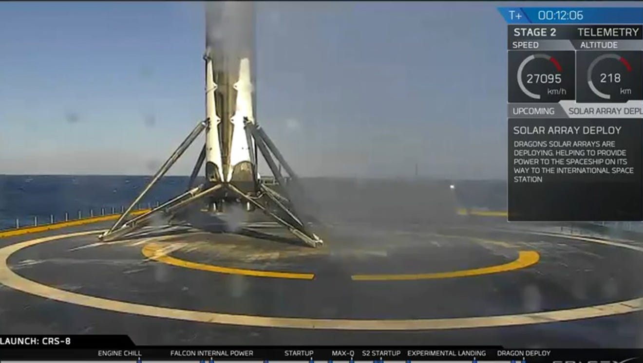 SpaceX rocket launches, pulls off landing on sea barge