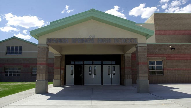 The main entrance at Spanish Springs High School.